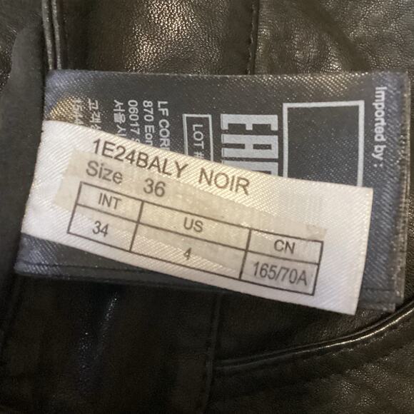 Ba&sh Baly Noir Textured Black Lamb Leather Zip Front Mini Skirt 36 S - Picture 9 of 10